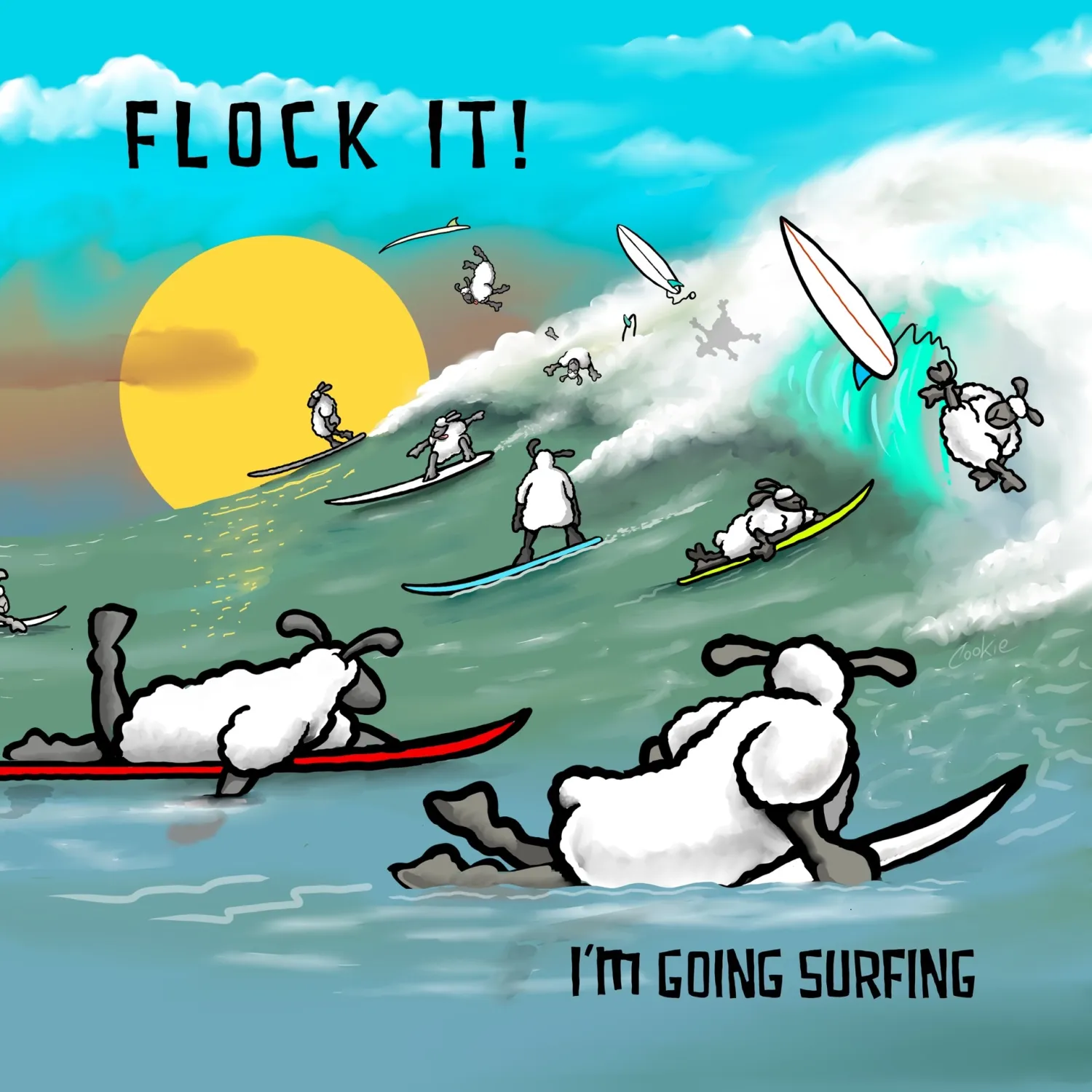 Flock It... Surfing | Metal Man Cave Sign | Flockers