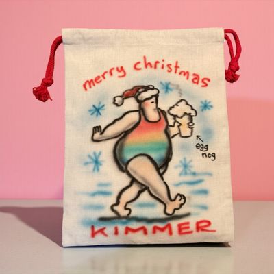 Personalised Christmas Sacks Hand-Airbrushed by Cookie | Baaad Flockers®