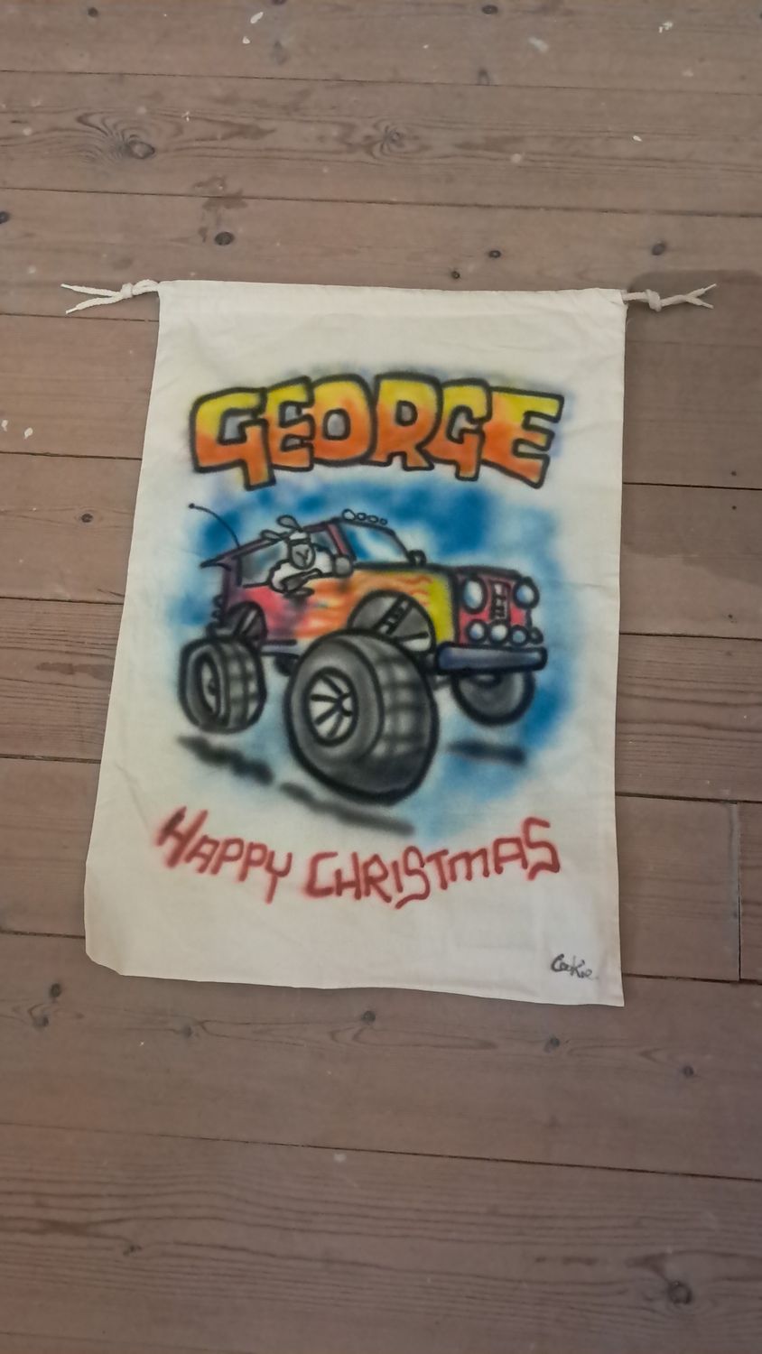 Personalised Christmas Sacks Hand-Airbrushed by Cookie | Baaad Flockers®