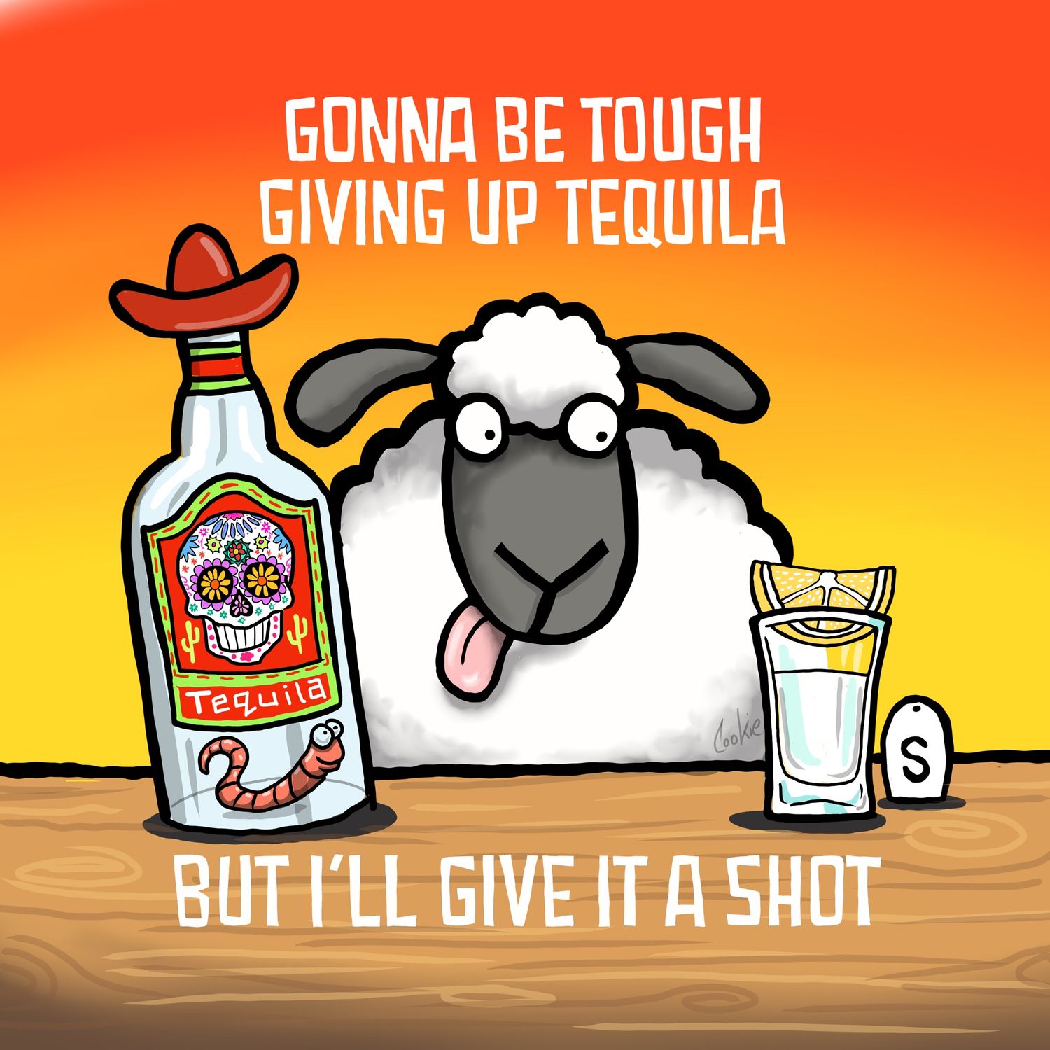 Giving Up Tequila Funny Fridge Magnets | 60 x 60mm Flockers® Magnets | Baaad Flockers®
