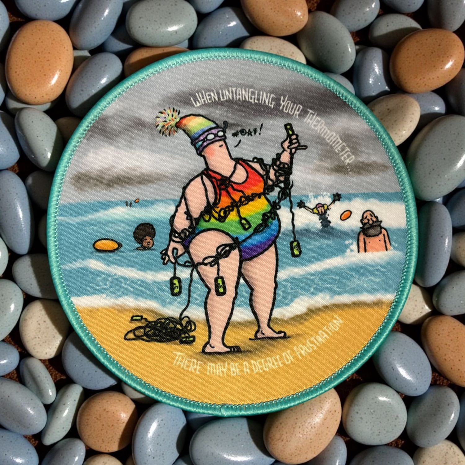Untangling the Thermometers Swim Badge | Funny Wild Swimming Patch | Kimmer