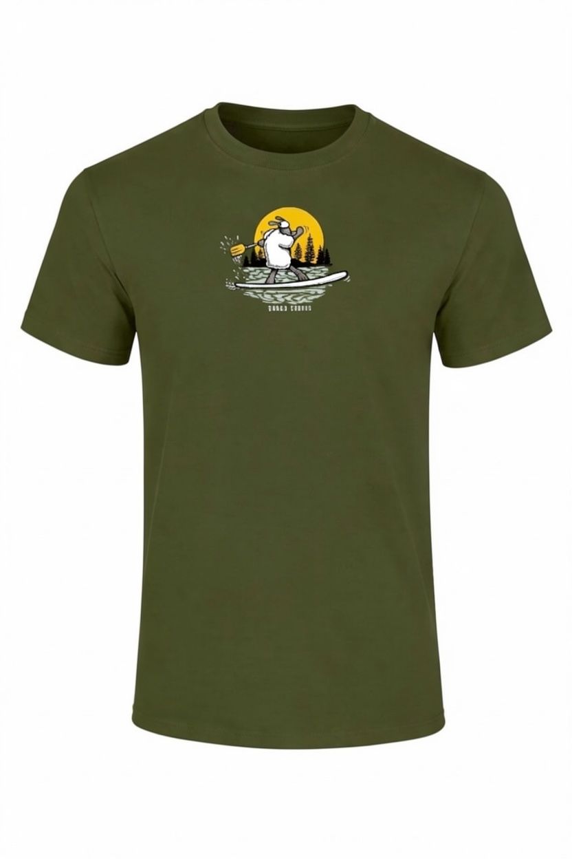 Rapid SUP | Funny T-Shirt | Baaad Flocker, Colour: Army Green, Size: XS