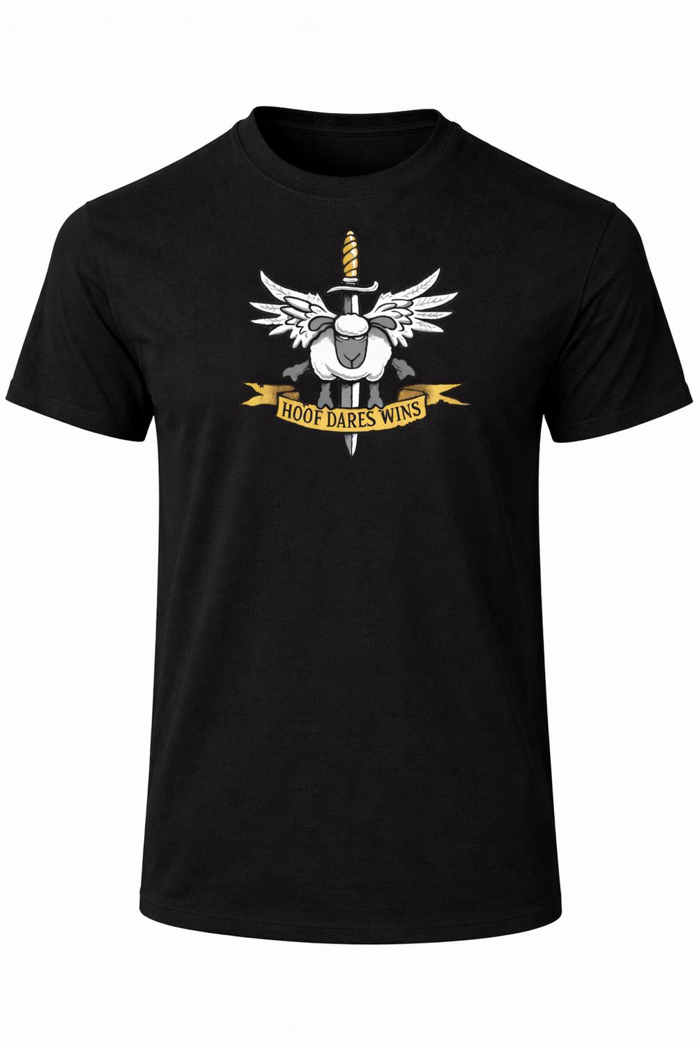 Hoof Dares Wins - Front Design | Funny T-Shirt | Flockers, Colour: Black, Size: XS
