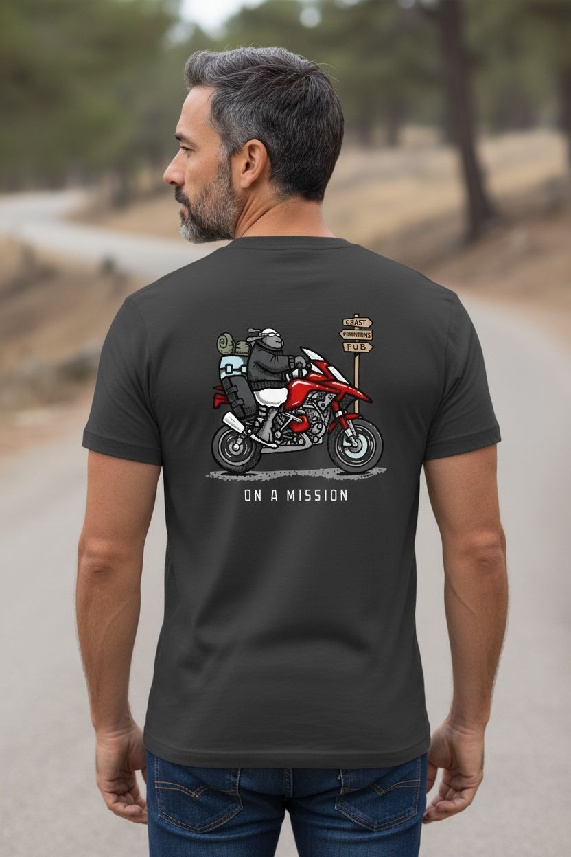 On A Mission - Biker | Funny T-Shirt | Flockers