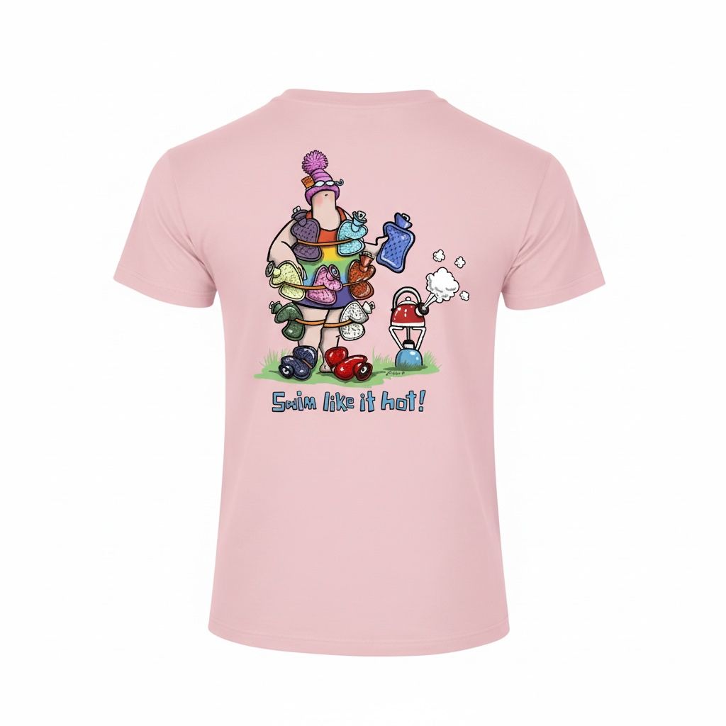 Swim Like It Hot | Wild Swimming T-Shirt | Flockers, Colour: Light Pink, Size: XS