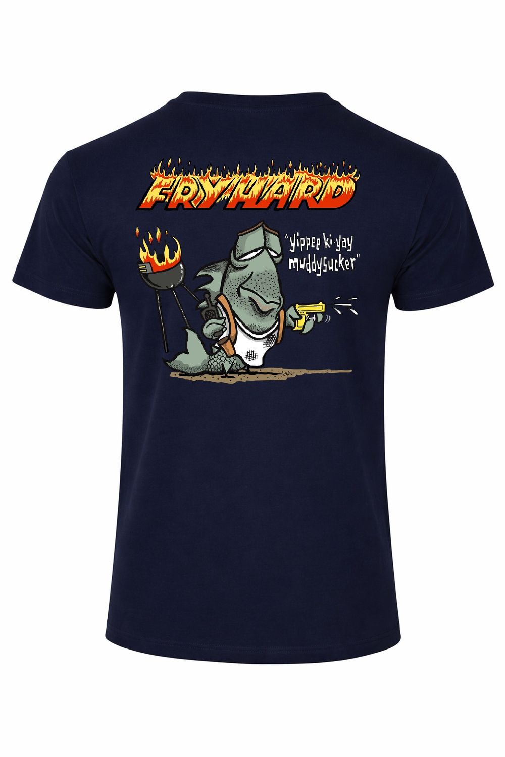 FryHard | Retro T-Shirt | Baaad Flockers, Colour: Navy, Size: XS