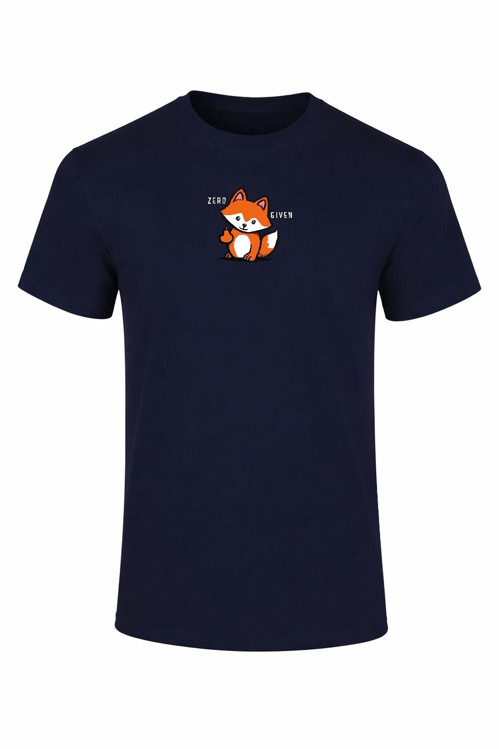 Zero Fox Given | Funny T-Shirt | Flockers, Colour: Navy, Size: XS