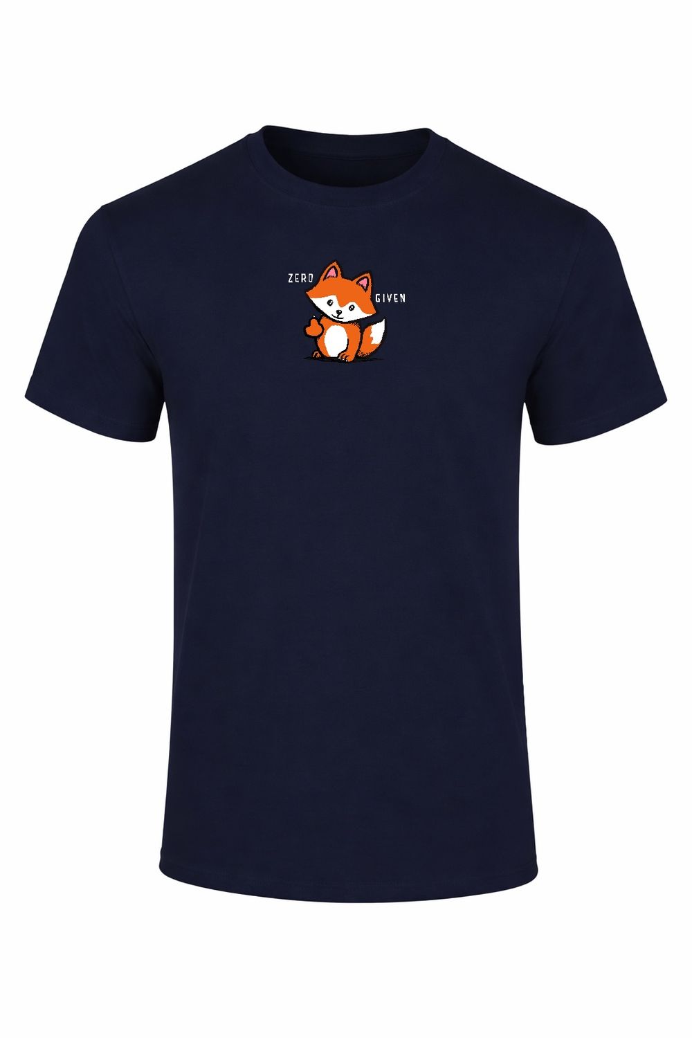 Zero Fox Given | Funny T-Shirt | Flockers, Colour: Navy, Size: XS