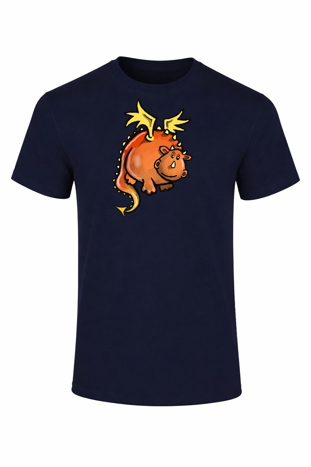 Orange Dragon | Kid's Funny T-Shirt, Colour: Navy, Size: 1/2y