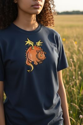 Orange Dragon Kids T-Shirt | Cute Dragon &amp; Fantasy Tee | Little Flockers®