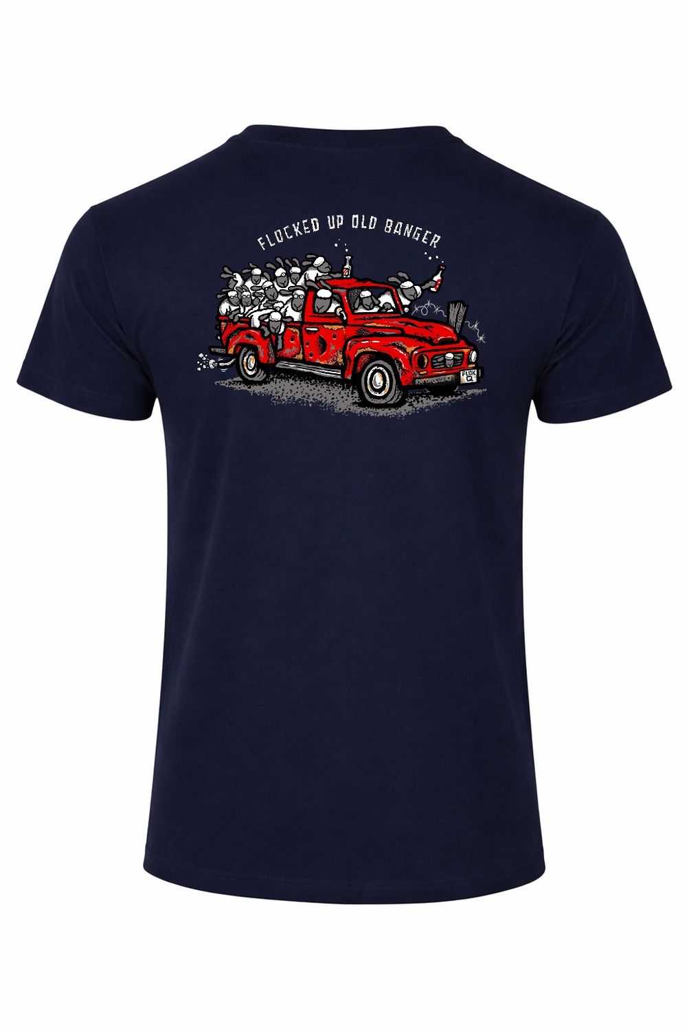 Flockers T-Shirt | Flocked Up Old Banger, Colour: Navy, Size: XS
