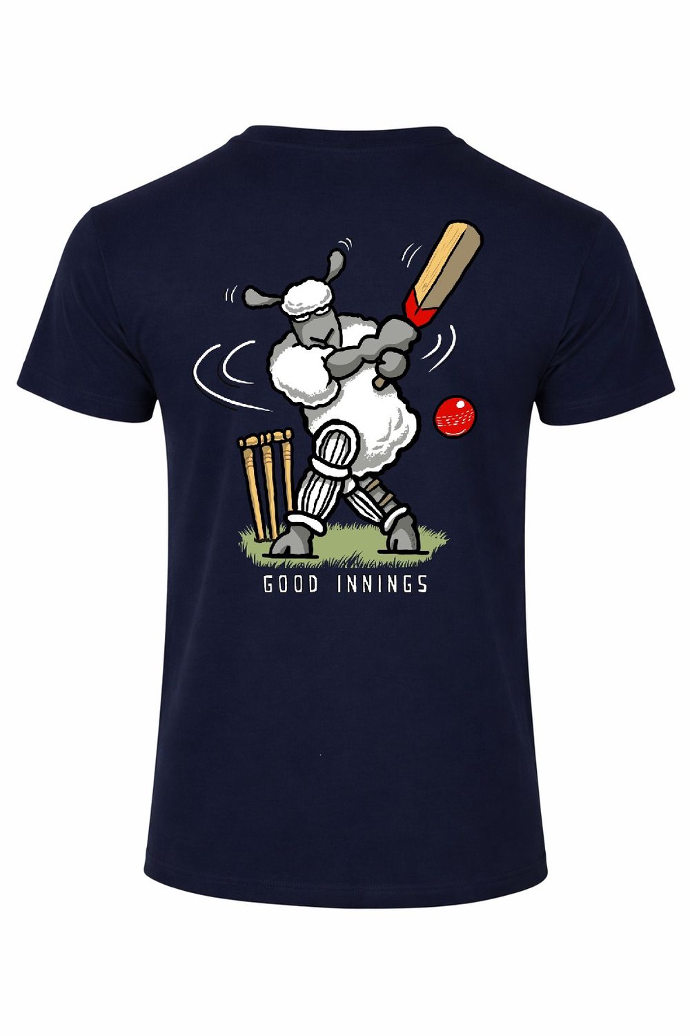 Good Innings | Funny Cricket T-Shirt | Flockers, Colour: Navy, Size: XS