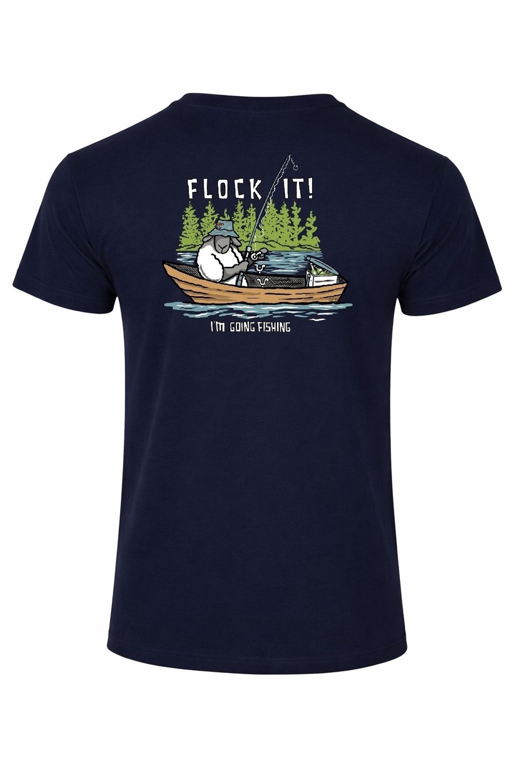 Flockers T-shirt | Flock it! I'm Going Fishing, Colour: Navy, Size: XS