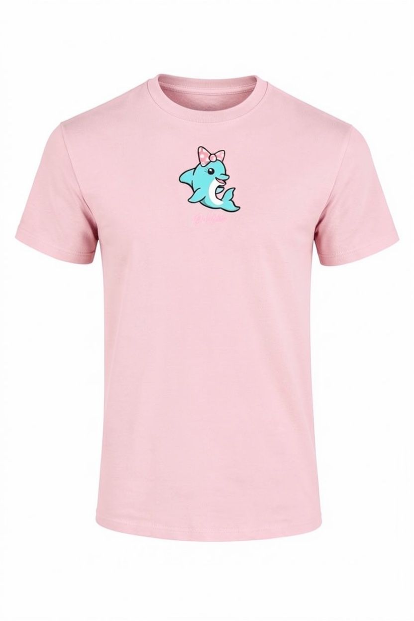 Dolphin | Kid's Funny T-shirt, Colour: Light Pink, Size: 1/2y