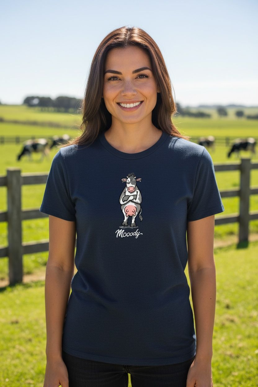 Mooody The Original Cow | Funny T-Shirt | Baaad Flockers