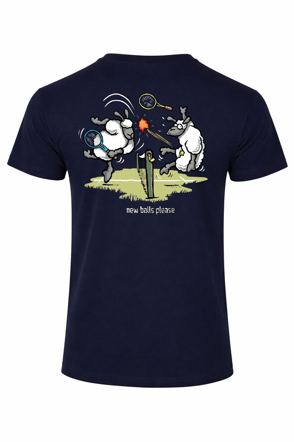 Tennis New Balls | Funny T-shirt | Flockers, Colour: Navy, Size: XS