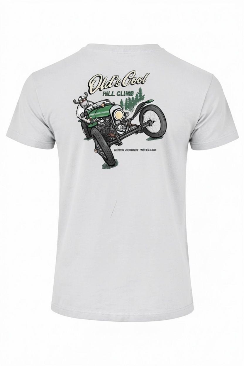 Old'S Cool  Hill Climb | Vintage Funny T-Shirt | Flockers, Colour: Ash, Size: XS