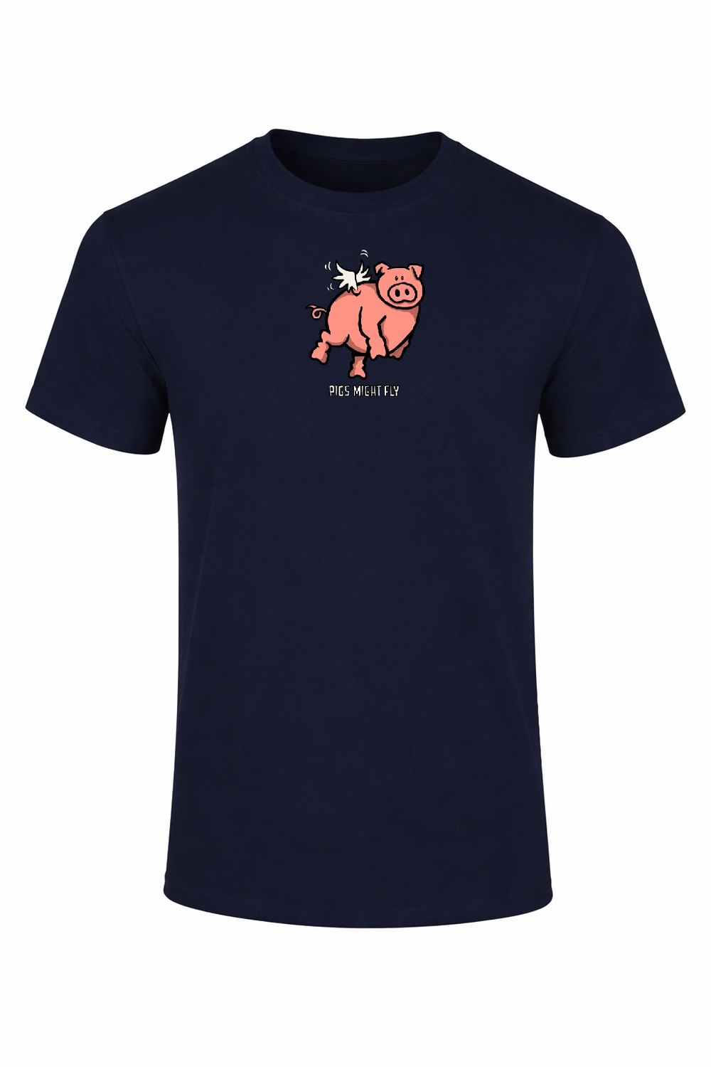 Pigs Might Fly | Funny T-Shirt |  Flockers, Colour: Navy, Size: XS