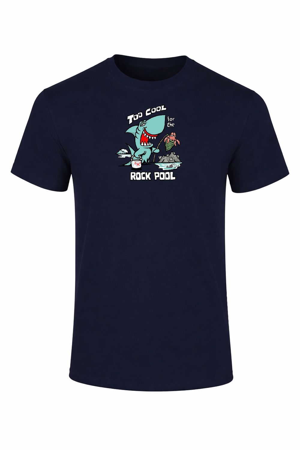 Too Cool For The Rock Pool | Kid's Funny T-Shirt, Colour: Navy, Size: 1/2y