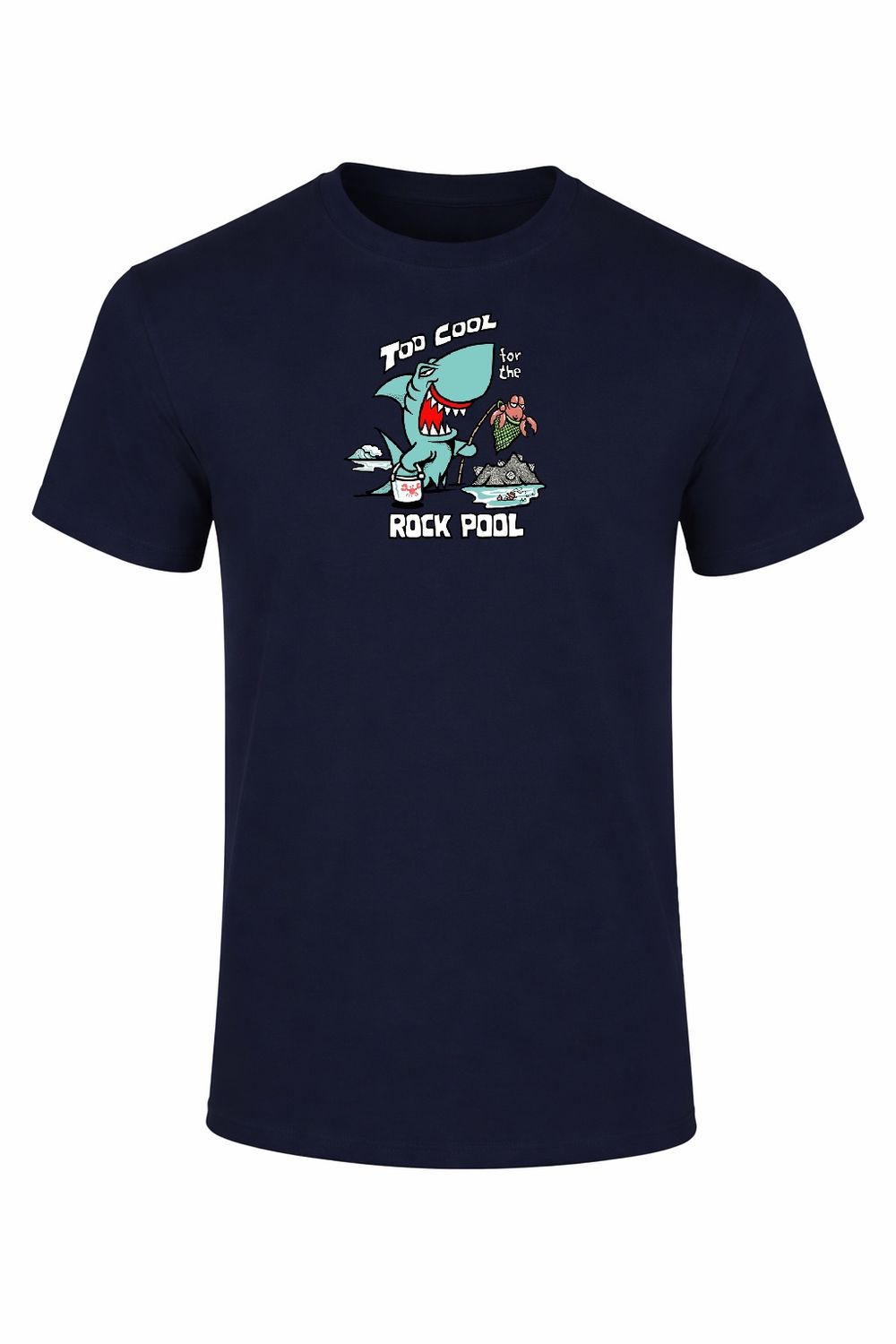 Too Cool For the Rock Pool Kids T-Shirt | Seaside Tee | Little Flockers®, Colour: Navy, Size: 1/2y