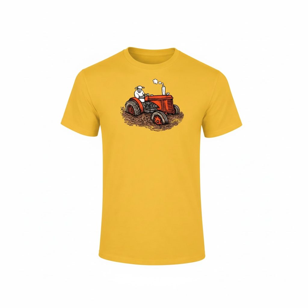 Red Tractor | Funny T-shirt | Little Flockers, Colour: Sunflower, Size: 3-4y