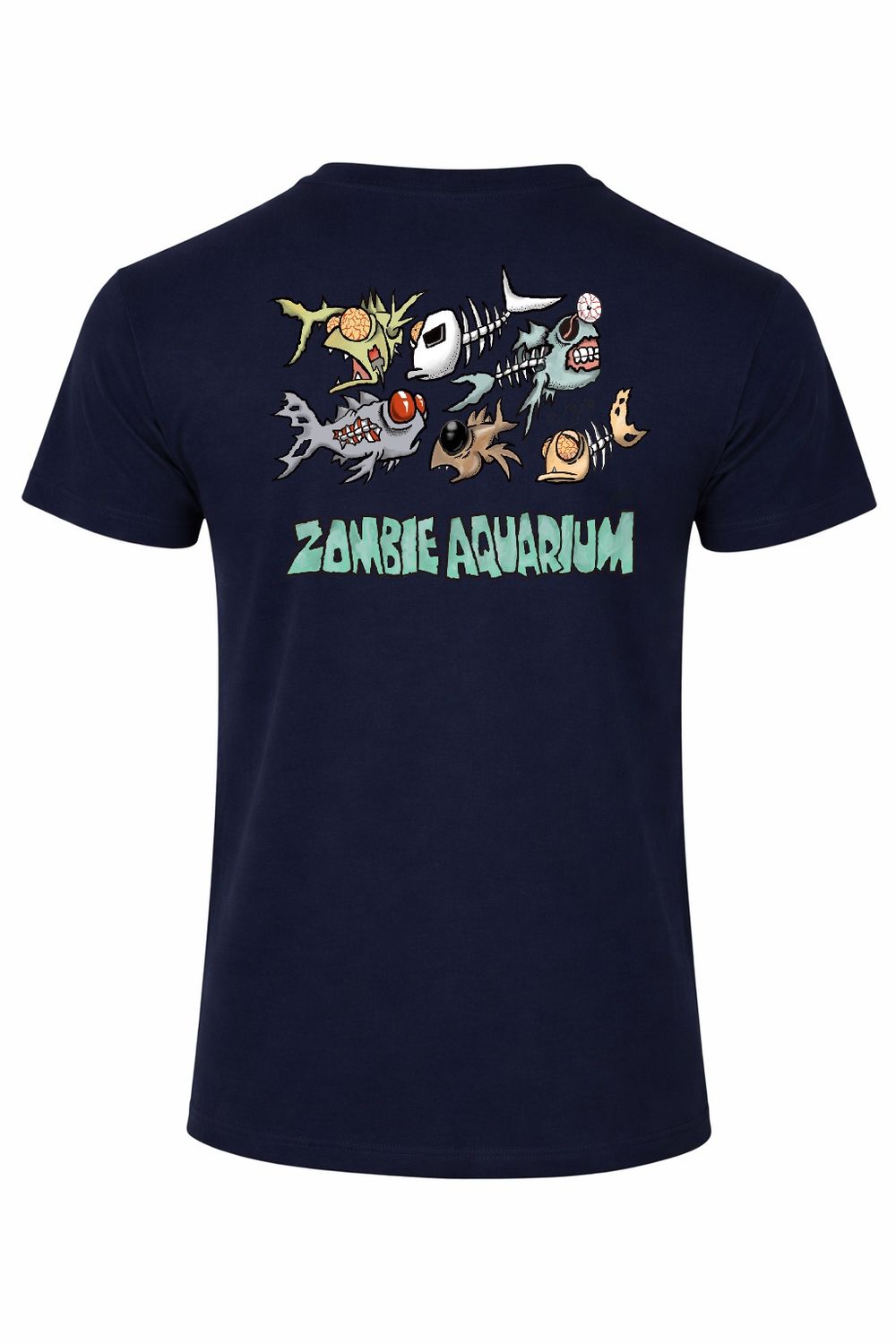 Zombie Aquarium | Retro T-Shirt | Flockers, Colour: Navy, Size: XS