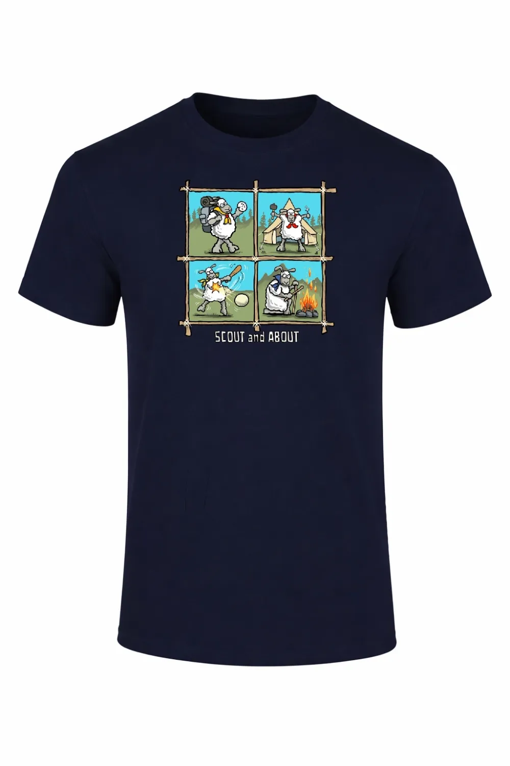 Scouting Out and About | Kids' Funny T-shirt, Colour: Navy, Size: 3-4y