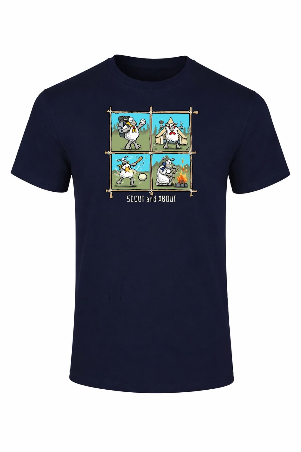Scouting Out and About | Kids' Funny T-shirt, Colour: Navy, Size: 3-4y