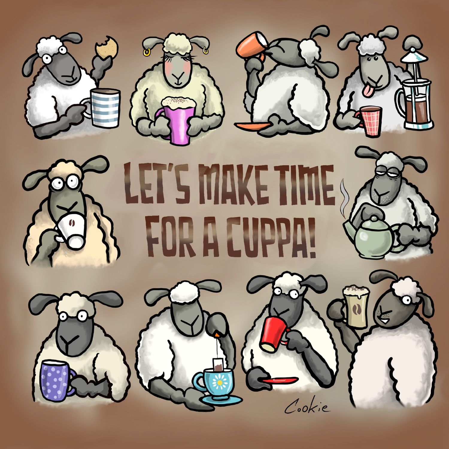 Let's Make Time For A Cuppa | Blank Greetings Card | Flockers