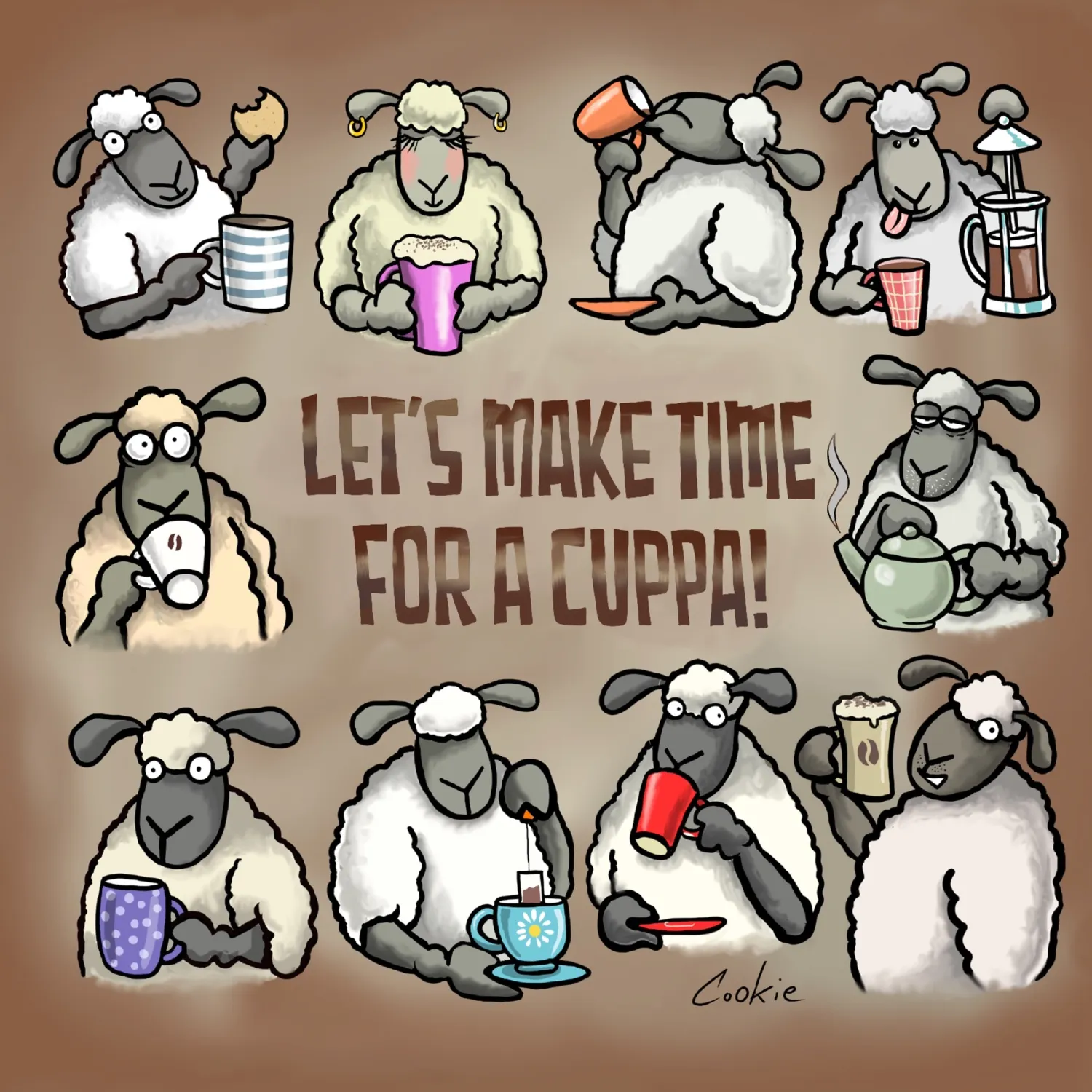 Let's Make Time For A Cuppa | Blank Greetings Card | Flockers