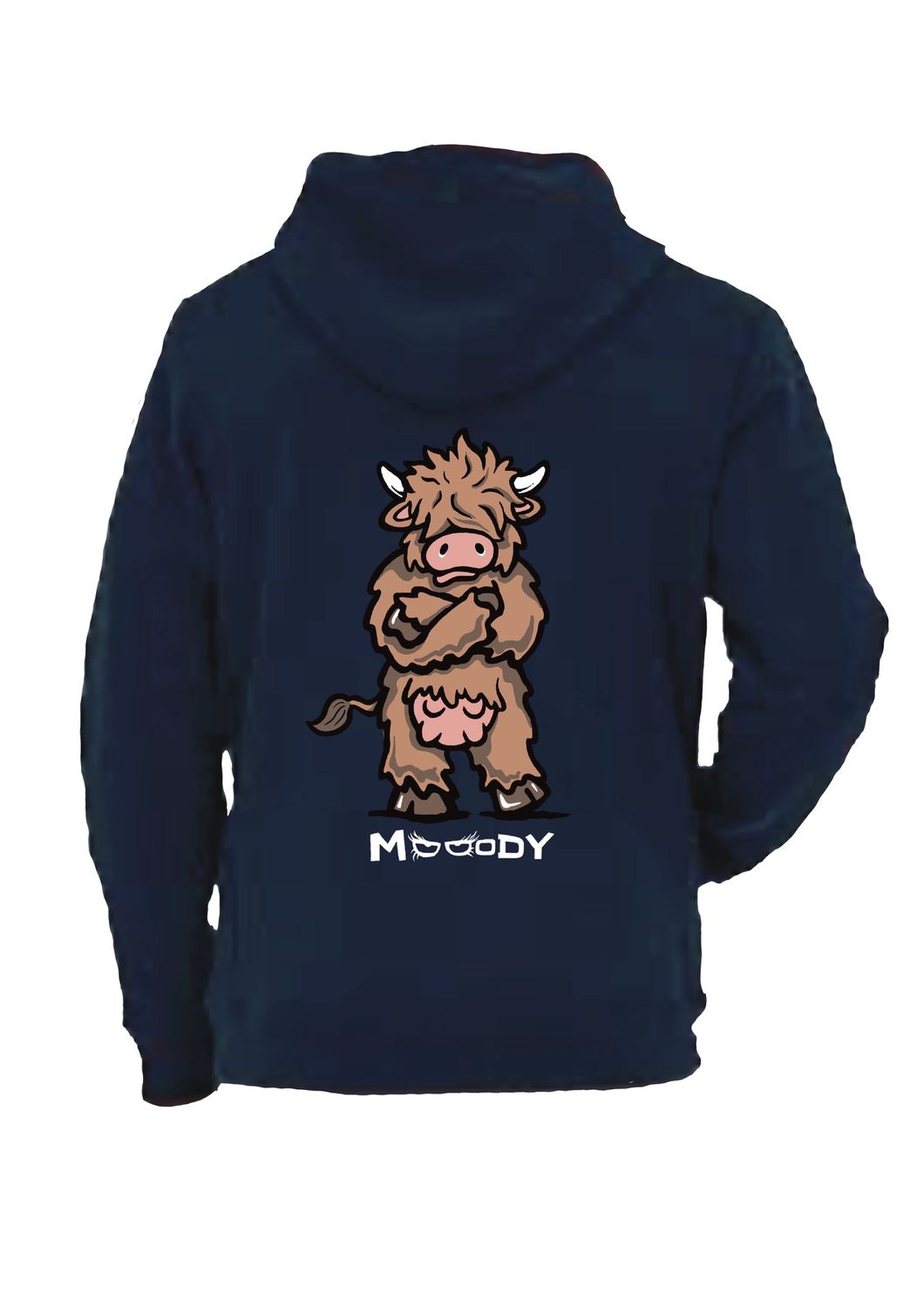 Heffie Highland Cow | Full Zipped Hoodie | Flockers, Colour: French Navy, Size: XS