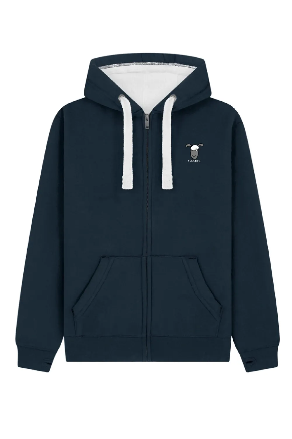 Flock Its Cold | Full Zipped Hoodie | Flockers, Colour: French Navy, Size: XS
