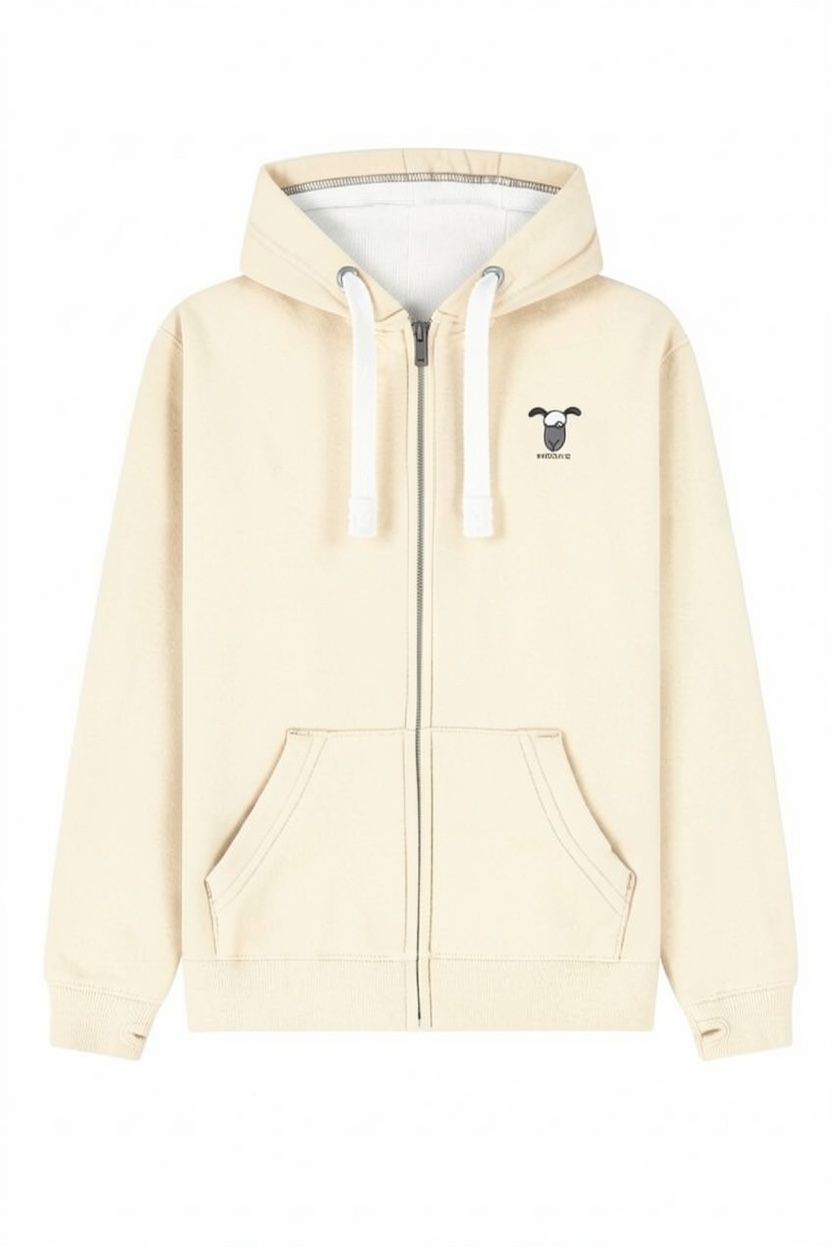 Gin Baaa | Full Zipped Hoodie | Flockers, Colour: Ivory, Size: XS
