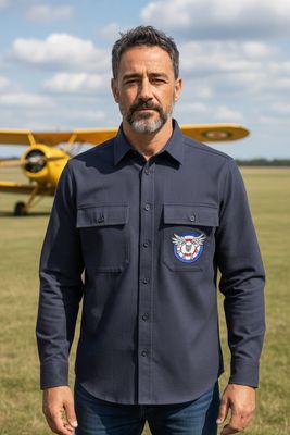Flying Flock Airforce Overshirt | Heavyweight Embroidered Cotton Drill Shacket