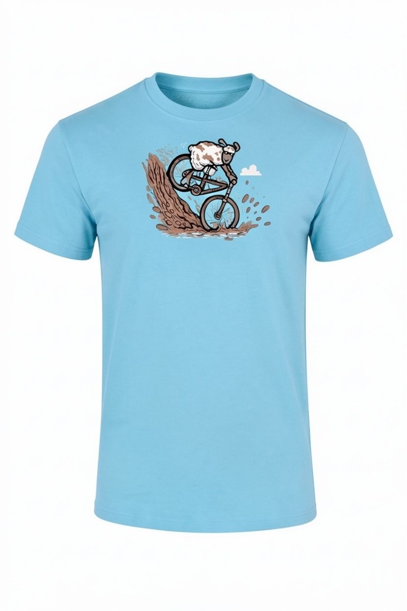 Muddy Little Flockers® Kid’s T-Shirt | Funny Outdoor Adventure Tee, Colour: Sky Blue, Size: 1-2y