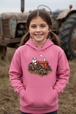 Red Tractor Kid’s Hoodie | Farm &amp; Tractor Hoodie for Kids | Little Flockers®