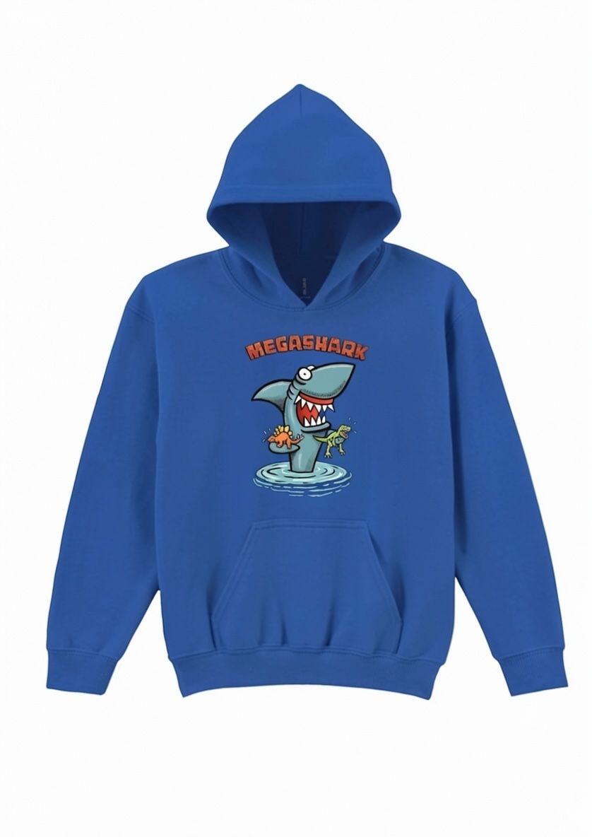 Megashark Kid’s Hoodie | Shark Hoodie for Children | Little Flockers®, Colour: Royal Blue, Size: 3/4 26"