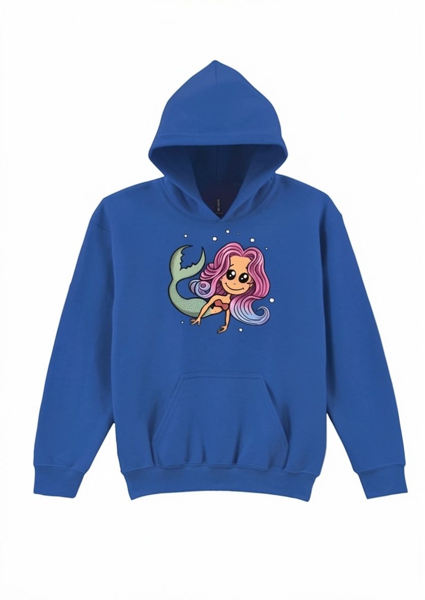 Mermaid Kid’s Hoodie | Magical Ocean Hoodie for Children | Little Flockers®, Colour: Royal Blue, Size: 3/4 26"