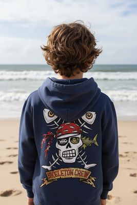 Skeleton Crew Pirate Kid’s Hoodie | Back Print Pirate Hoodie | Little Flockers®
