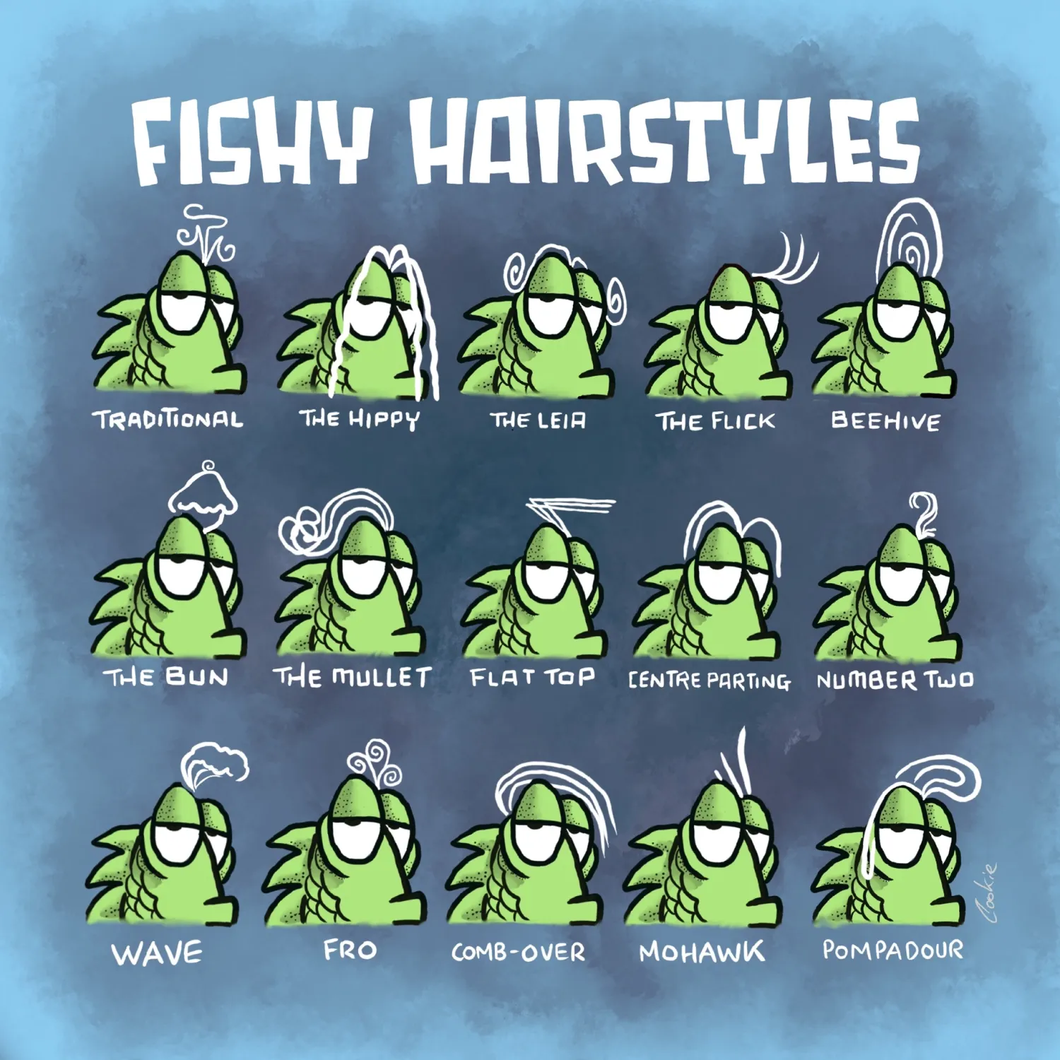 Fishy Hairdo | Mancave metal Signs | Flockers