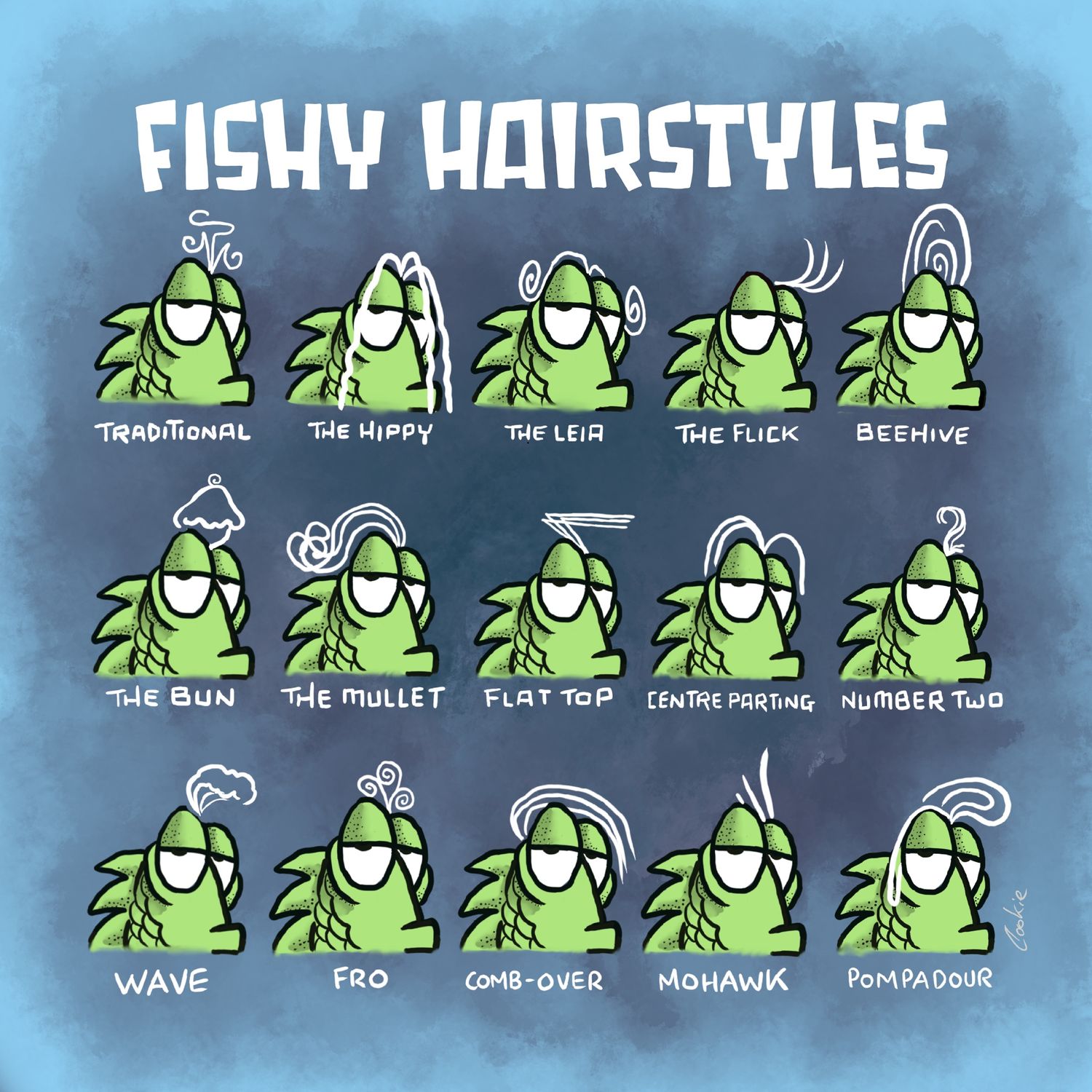 Funny Fishy Hairdo Cave Signs | Fish &amp; Angler Gift | Baaad Flockers®