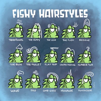 Fishy Hairdo | Mancave metal Signs | Flockers