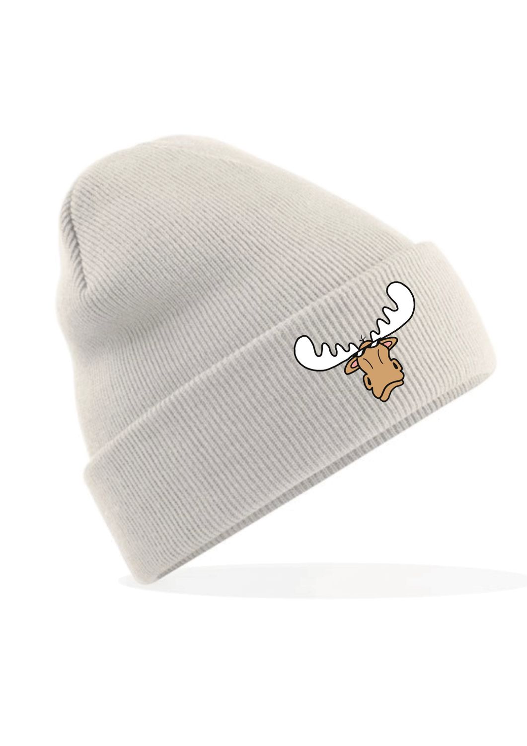 Mad Moose Beanie Hat | Wildlife &amp; Outdoor Cuffed Beanie | Baaad Flockers®, Colour: Natural Stone