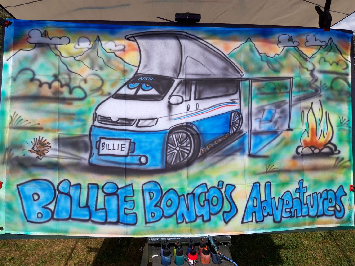 Personalised Airbrushed Flags by Cookie | 6ft x 3ft VW &amp; Festival Flags