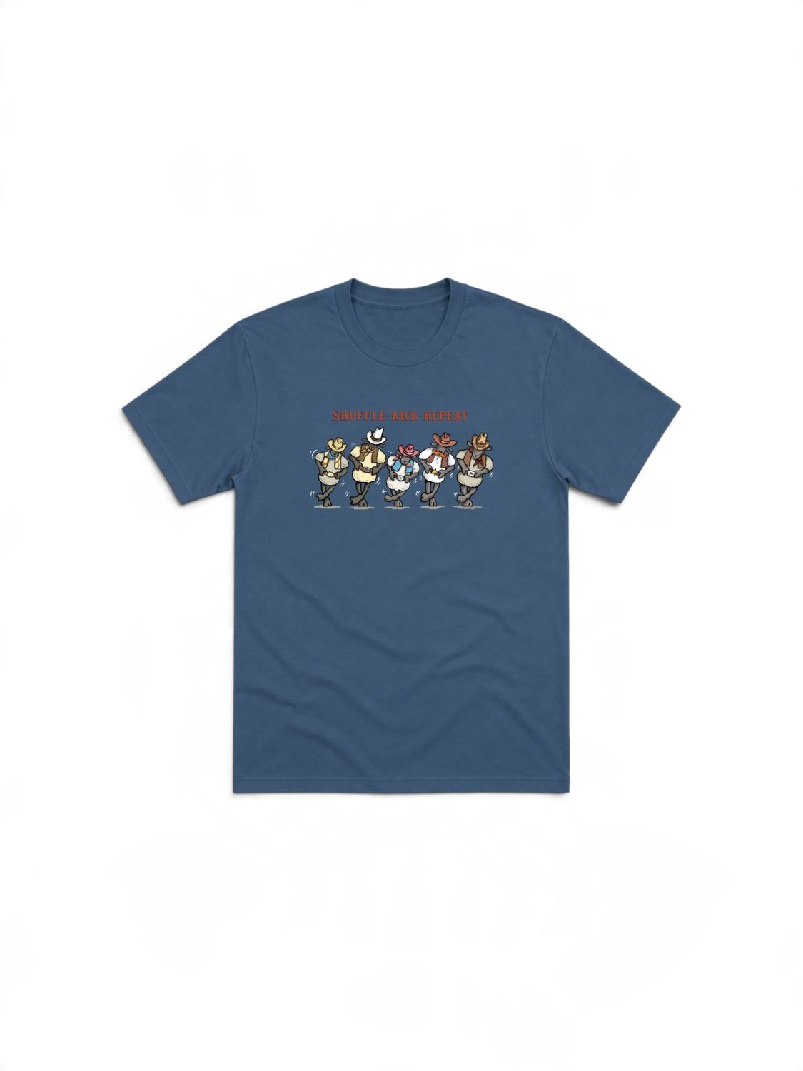 Shuffle Kick Repeat Line Dancing T-Shirt | Funny Dance T-Shirt, Colour: Indigo Blue, Size: XS