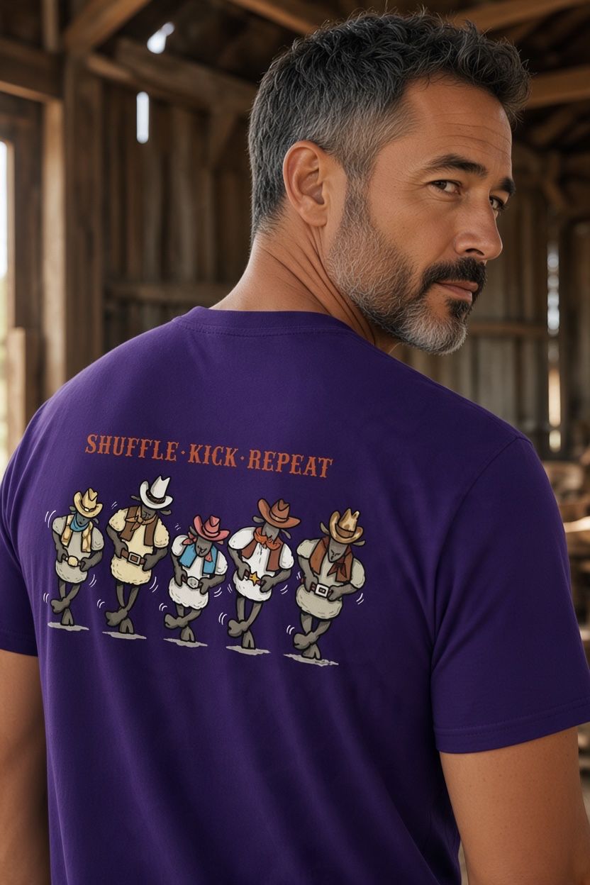 Shuffle Kick Repeat Line Funny Dancing T-Shirt | Dance T-Shirt | Baaad Flockers