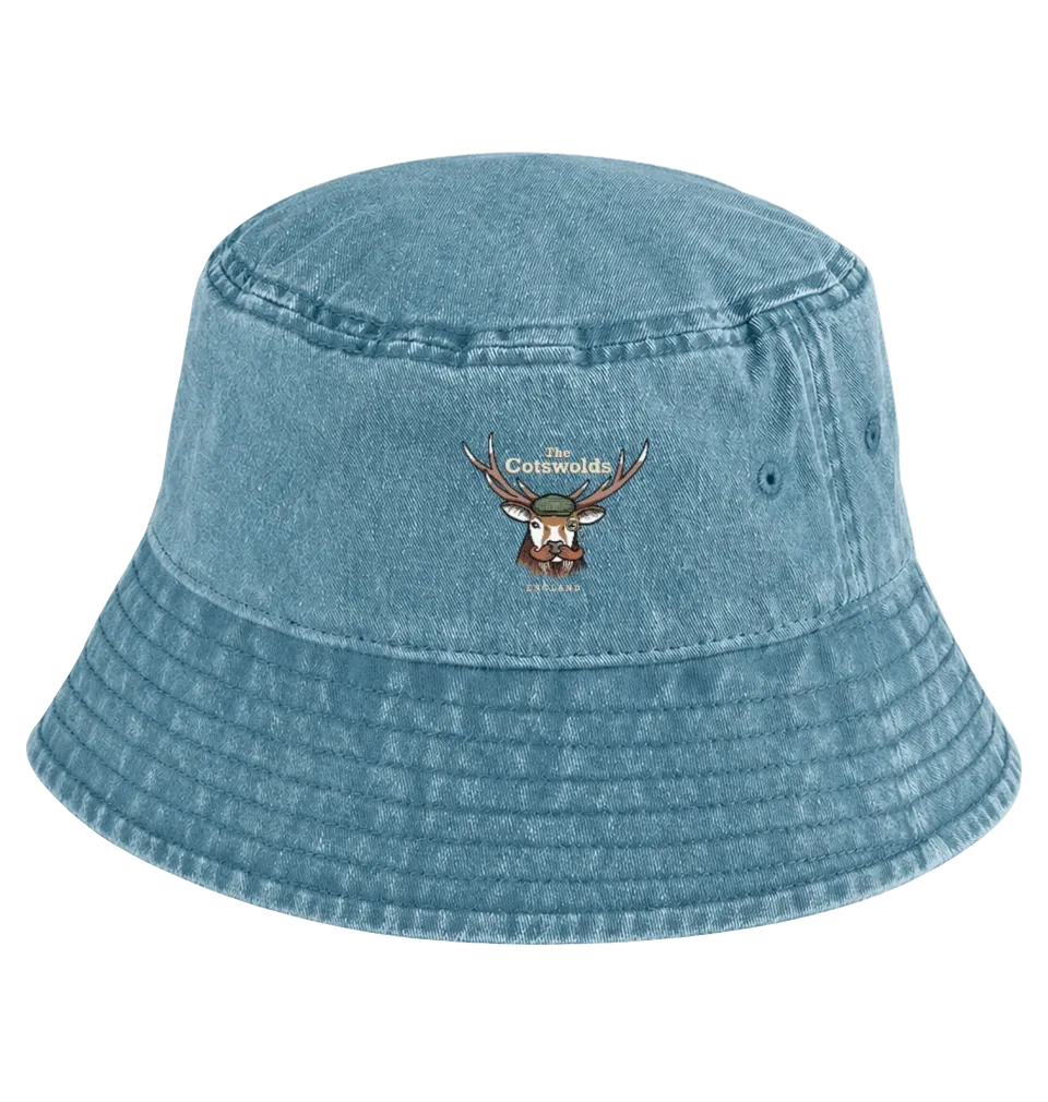 Lord Coltswold Bucket Hat | Recycled Festival &amp; Beach Hat | Baaad Flockers®, Colour: Vintage Light Blue, Size: Small/Medium