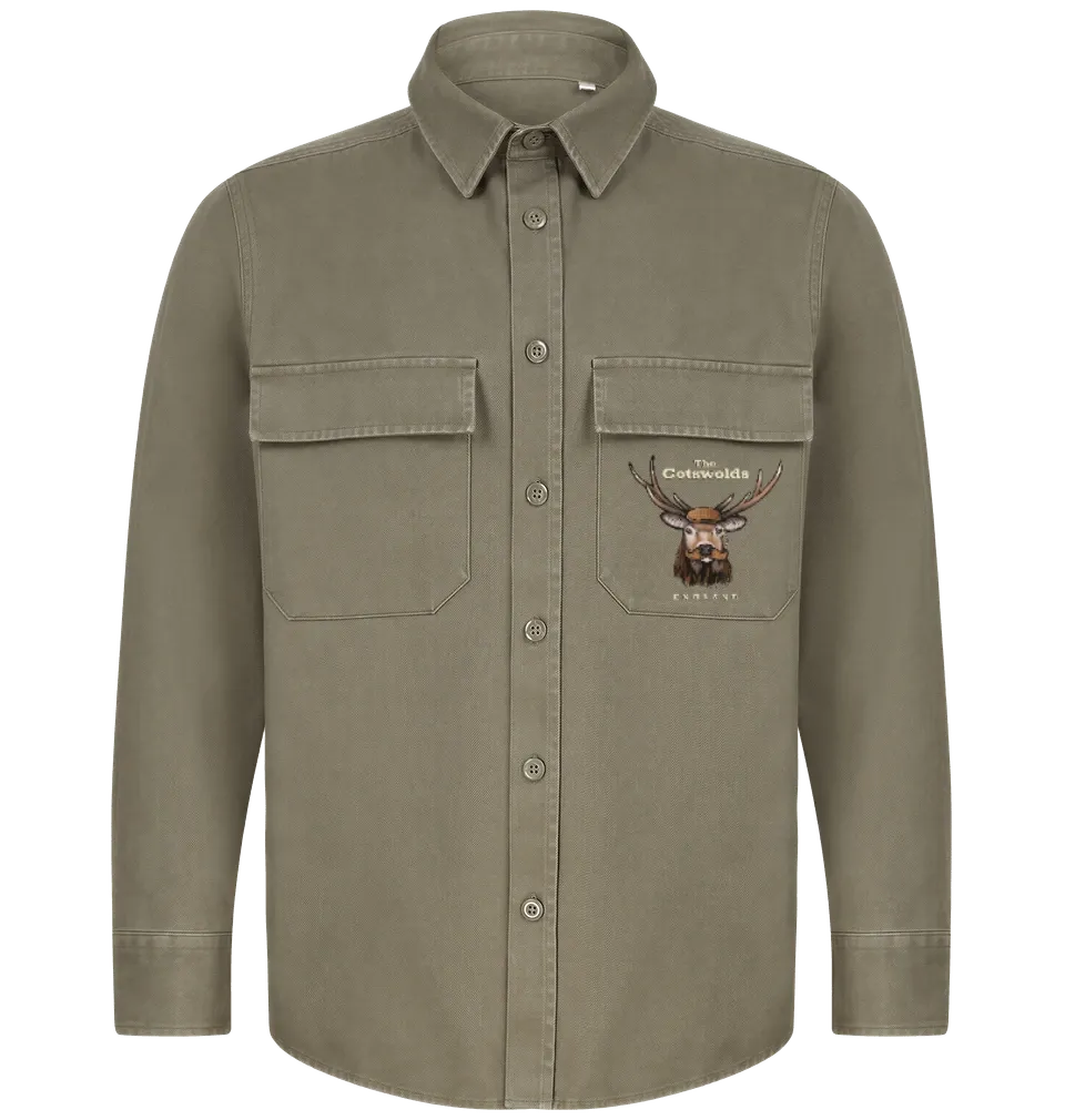 The Coltswold England Oversized Drill Shirt |  Shacket | Baaad Flockers®, Colour: Khaki, Size: XS
