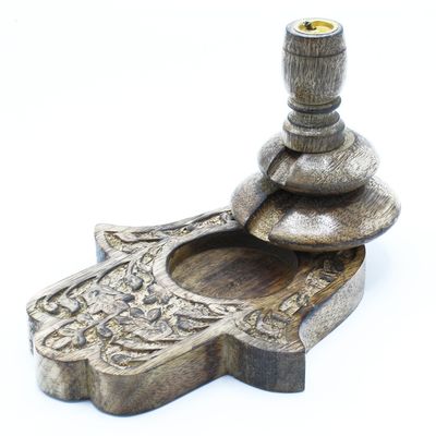 Średni Drewniany Kominek Backflow - Hamsa