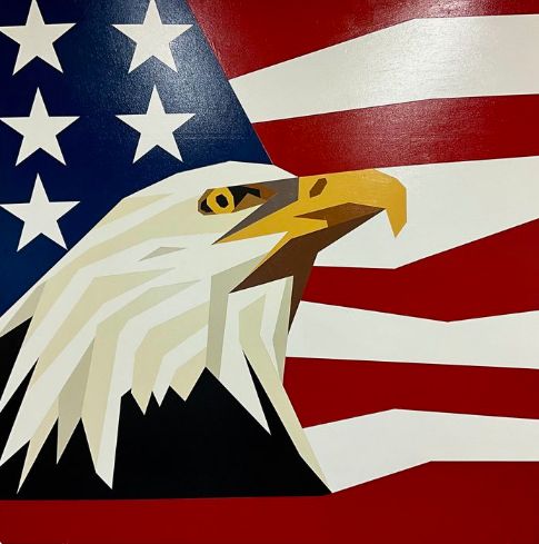 American Eagle with flag